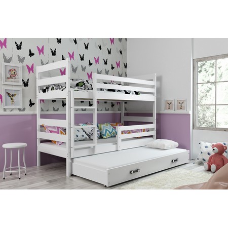 Gyerek emeletes ágy kihúzható ággyal ERYK 200x90 cm Fehér Fehér BMS