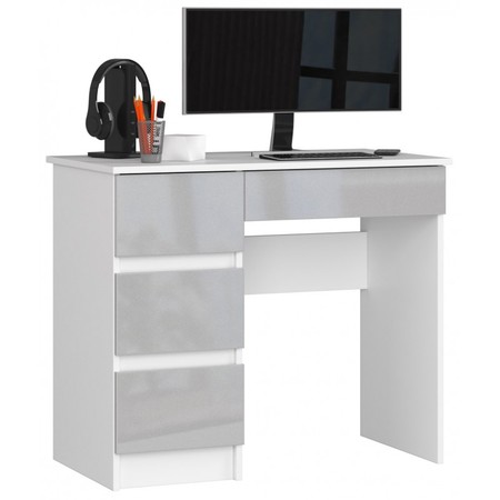 A7 Számítógép asztal fehér / metálfényű Akord