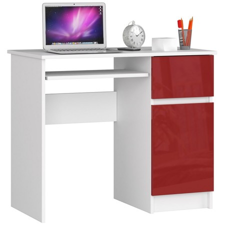 PIKSEL Számítógép asztal (fehér/fényes piros