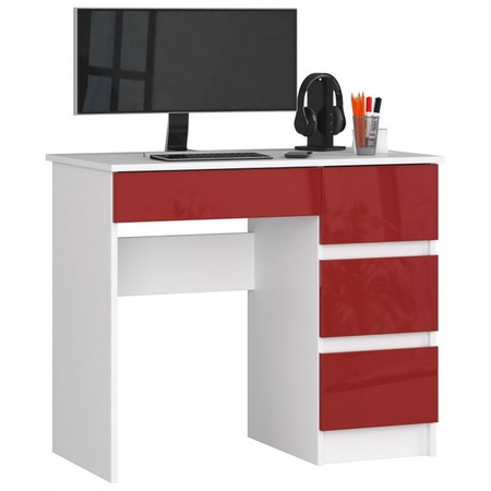 A7 Számítógép asztal (fehér/fényes piros) Akord