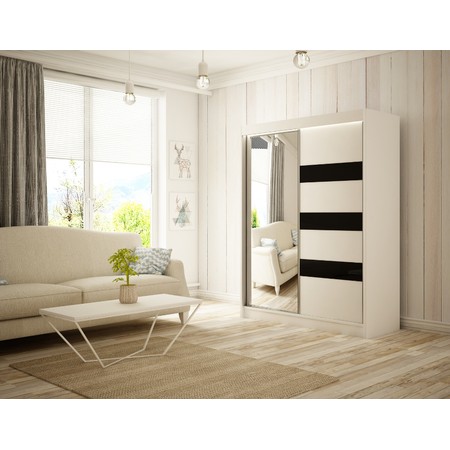 Kvalitní Šatní Skříň Lotse 150 cm Černá Dub Craft/ Bílý Mat Furniture