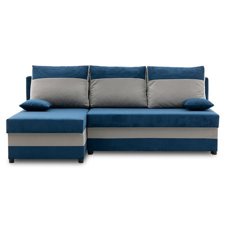Rohová rozkládací sedací souprava DELIUS Modrá + šedá SG-nábytek