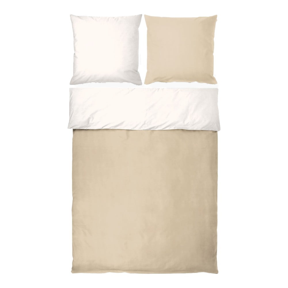 Fehér-bézs egyszemélyes pamut-perkál ágyneműhuzat 140x200 cm Shades – Mette Ditmer Denmark