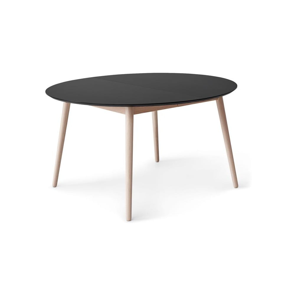 Kerek bővíthető étkezőasztal fekete asztallappal és hosszabbító asztallappal ø 135 cm Meza – Hammel Furniture