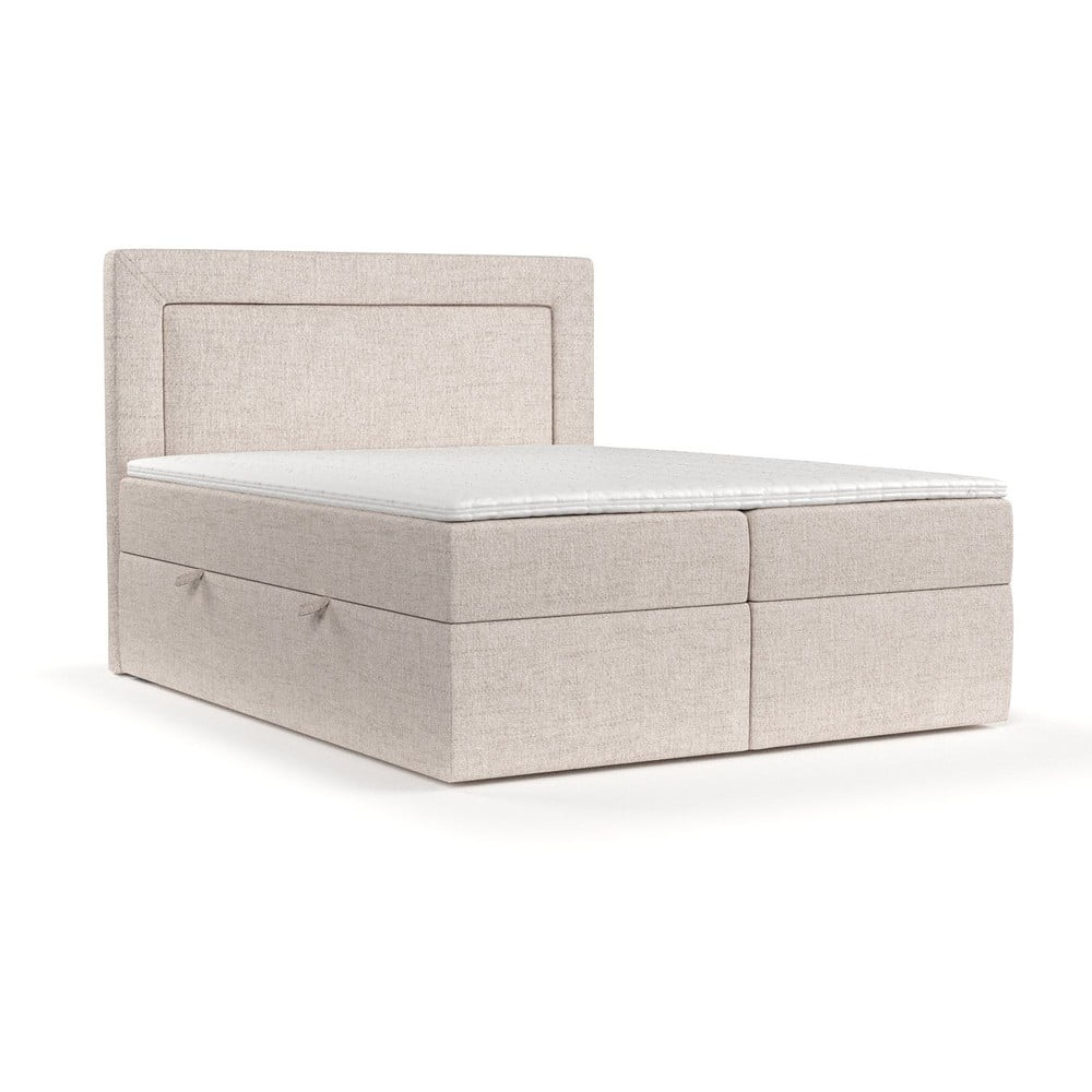 Bézs ágyneműtartós boxspring ágy 140x200 cm Imagine – Maison de Rêve