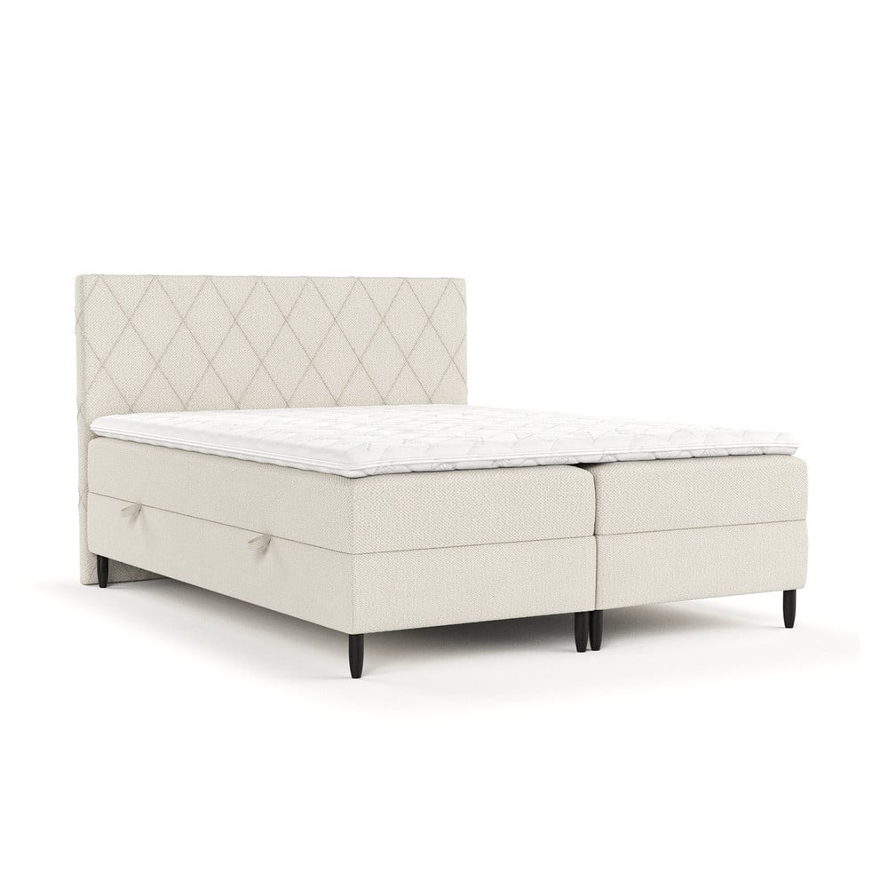 Bézs ágyneműtartós boxspring ágy 200x200 cm Gwen – Maison de Rêve