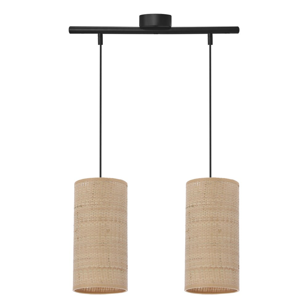 Bézs függőlámpa rattan búrával ø 12 cm Fleri – Candellux Lighting
