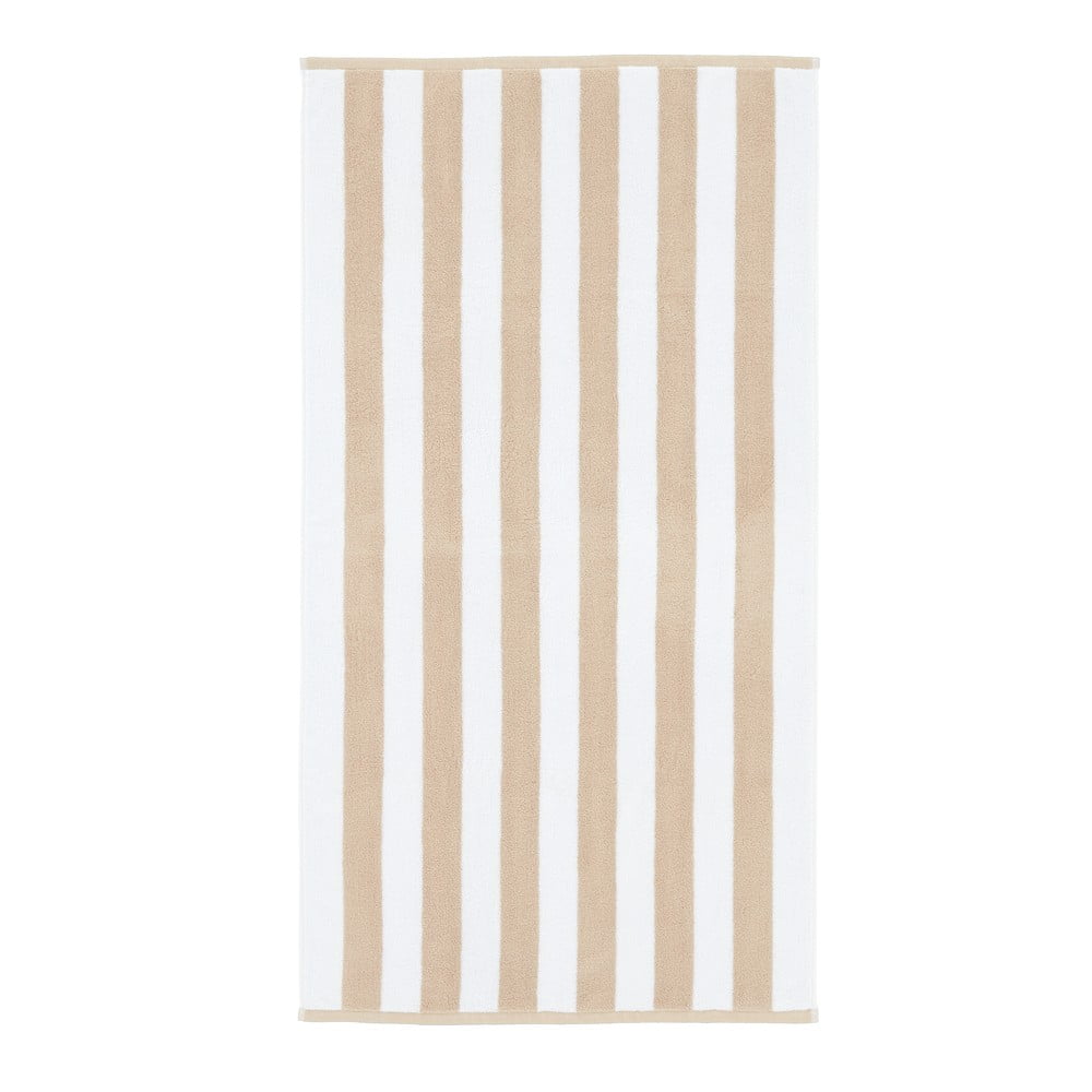 Fehér-bézs pamut fürdőlepedő 70x120 cm Stripe Jacquard – Bianca