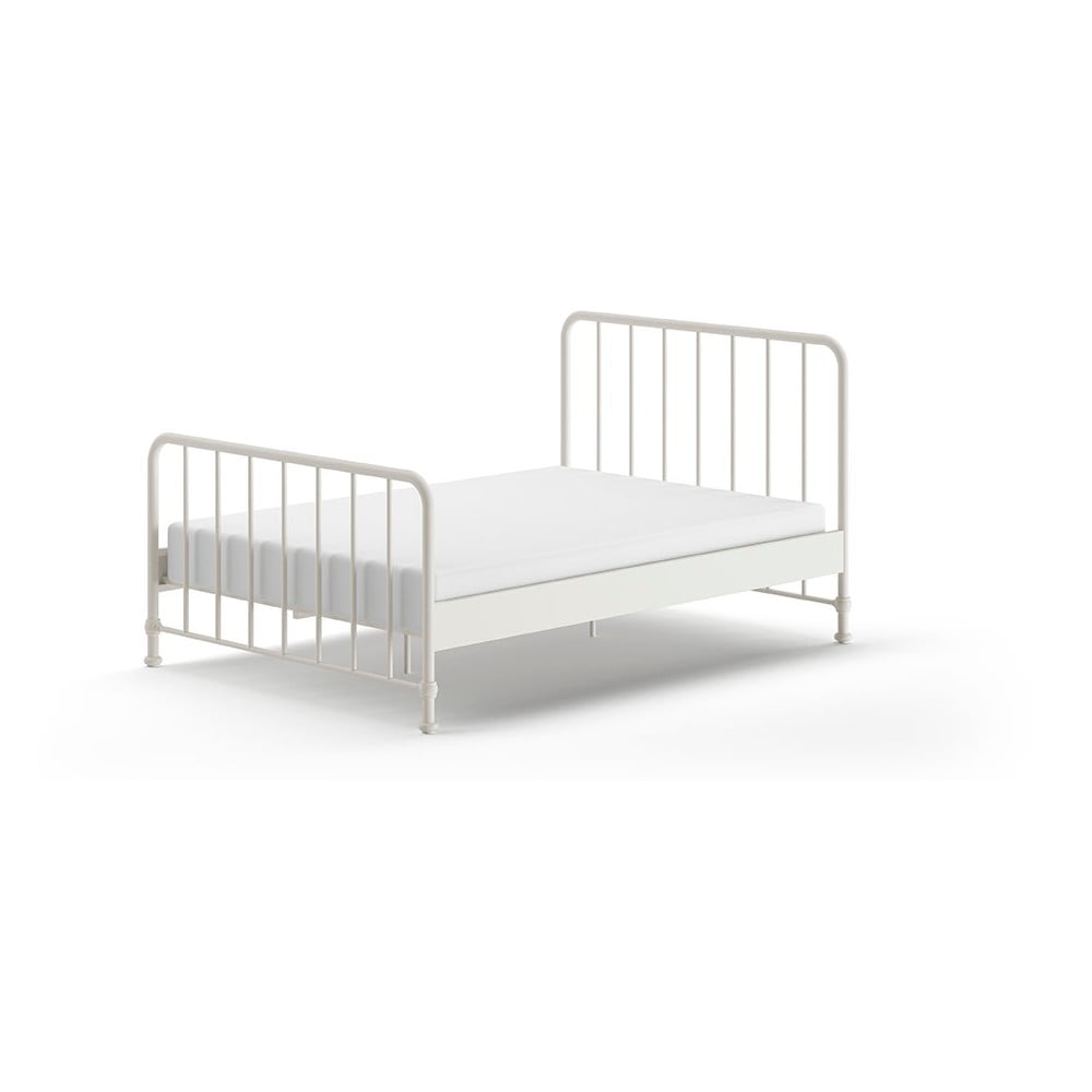 Fehér fém franciaágy ágyráccsal 140x200 cm BRONXX – Vipack