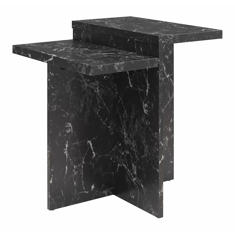 Fekete dohányzóasztal márvány dekorral 56x56 cm Brielle – CosmoLiving by Cosmopolitan