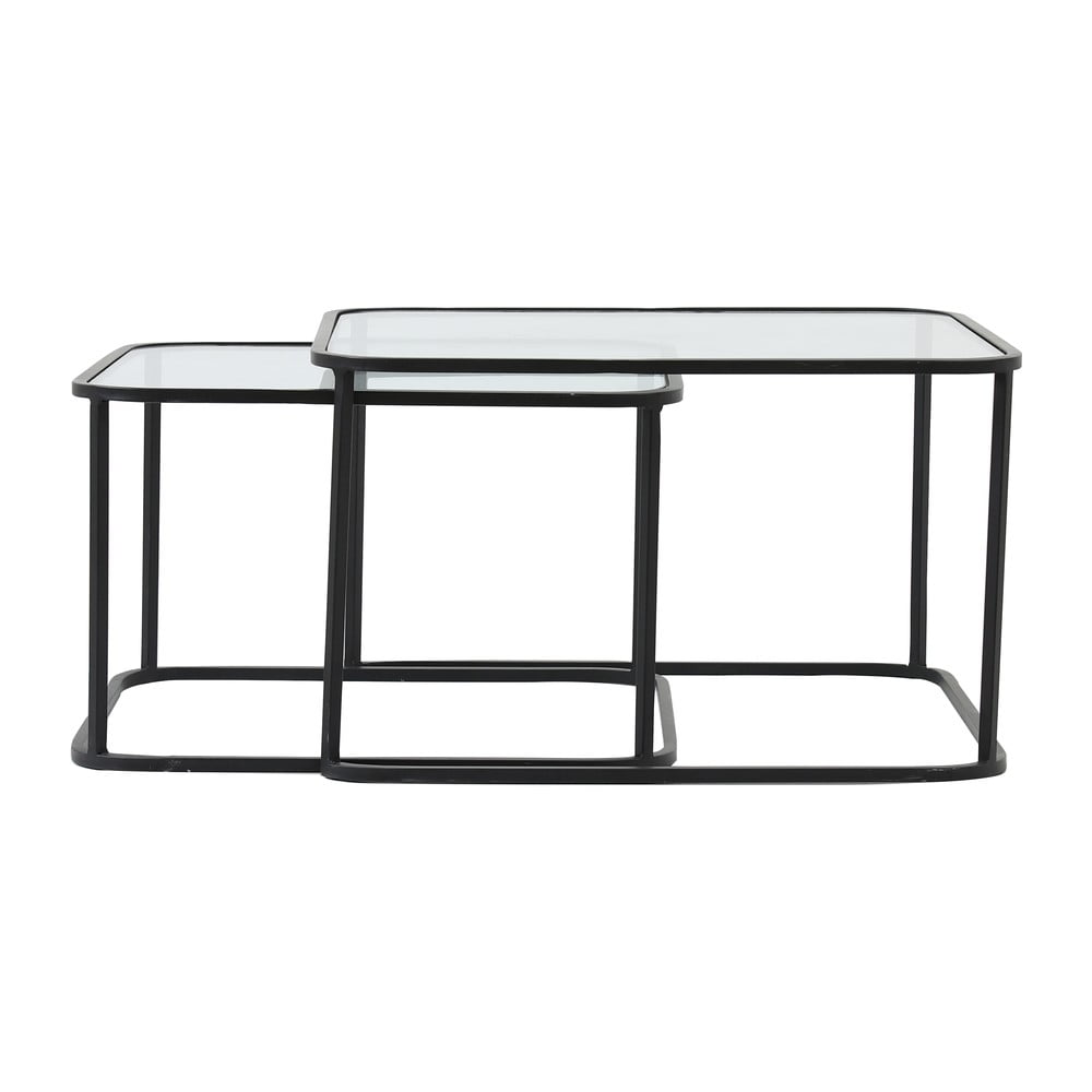 Fekete fém dohányzóasztal szett 2 db-os 75x75 cm Lofti – Light & Living