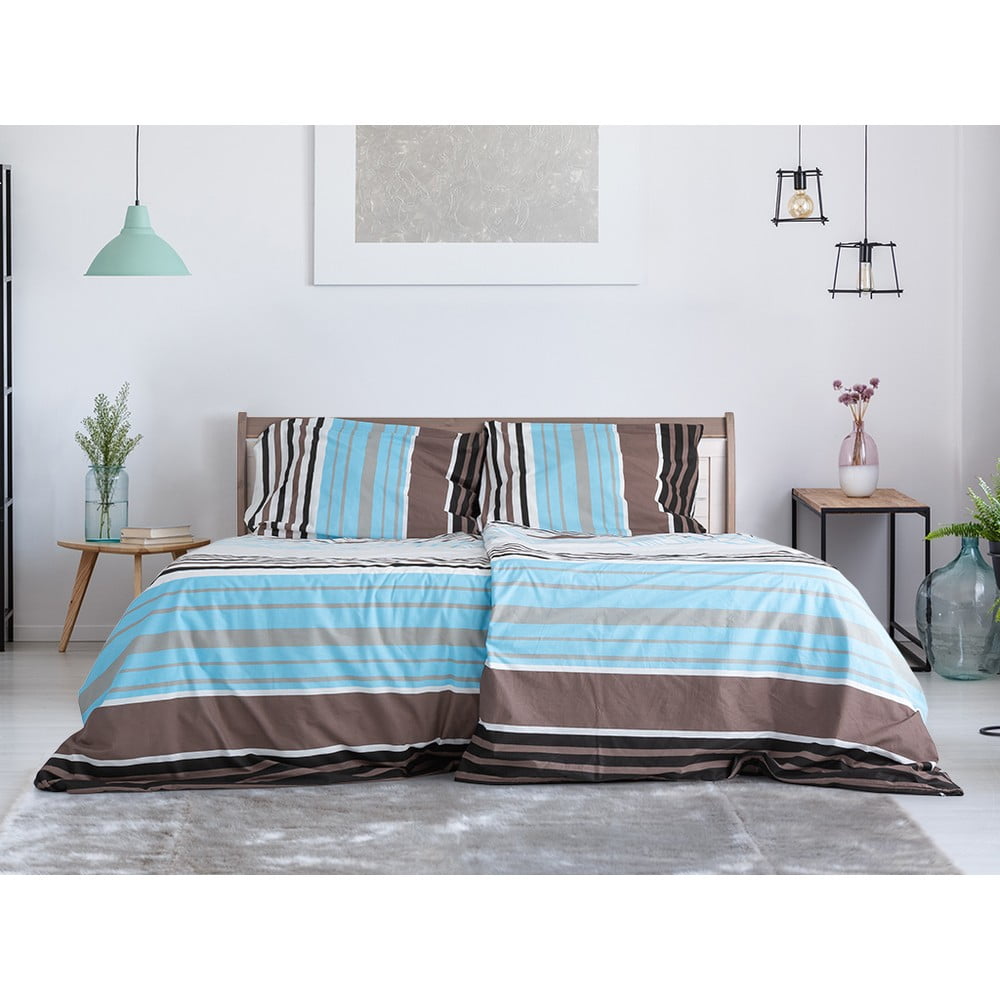 Kék-barna egyszemélyes krepp ágyneműhuzat 140x200 cm Top Class – B.E.S.