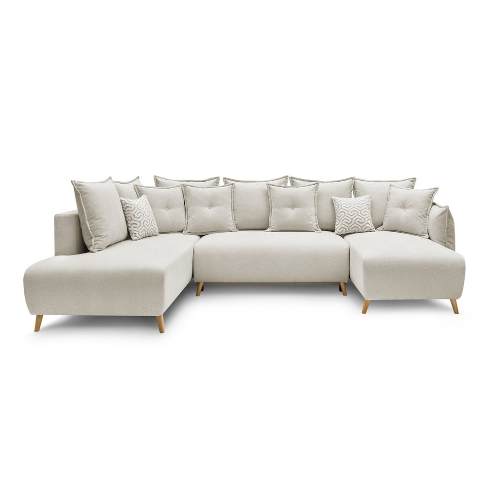 Krémszínű kinyitható sarokkanapé (jobb oldali) Nessa – Bobochic Paris