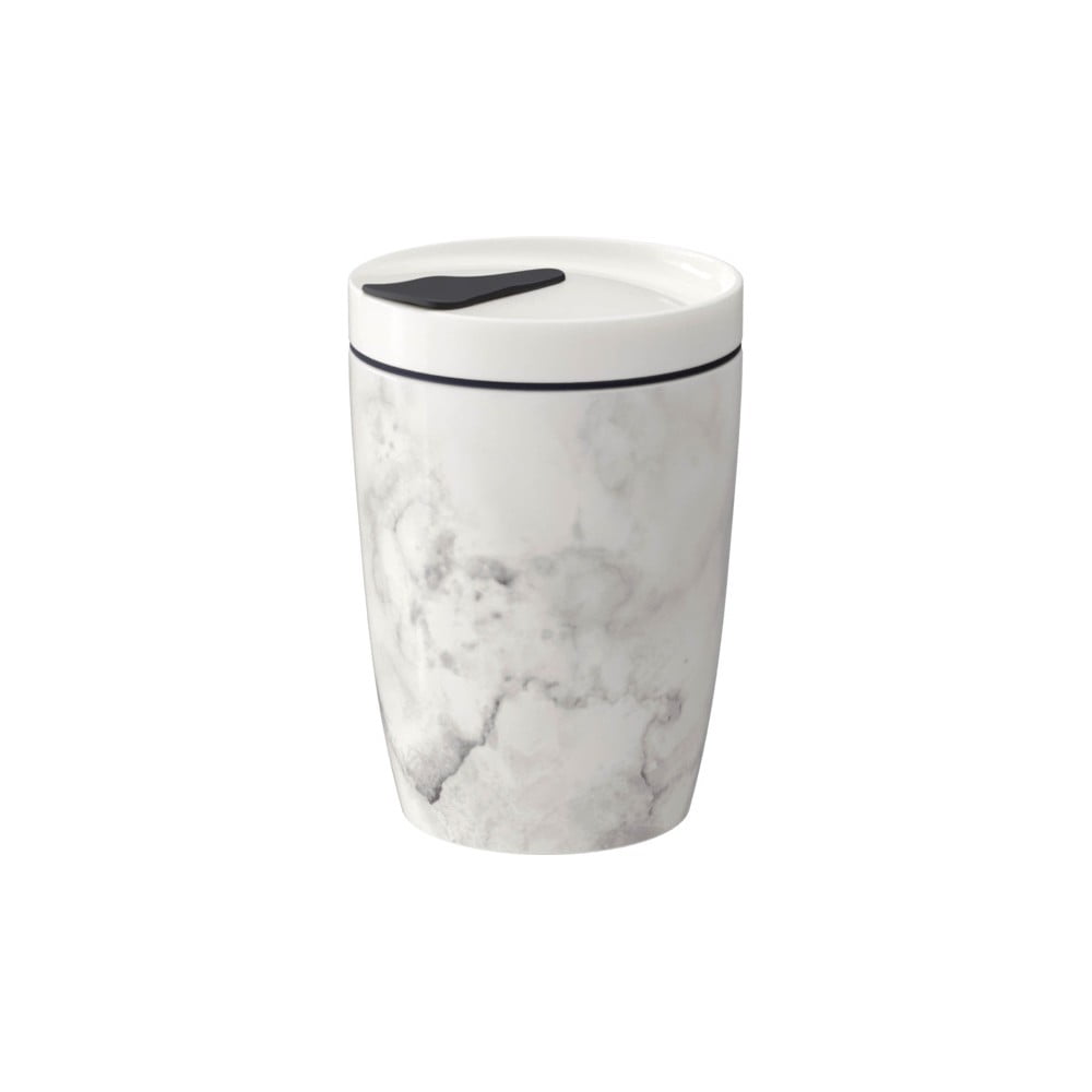 Like To Go szürke-fehér porcelán utazóbögre