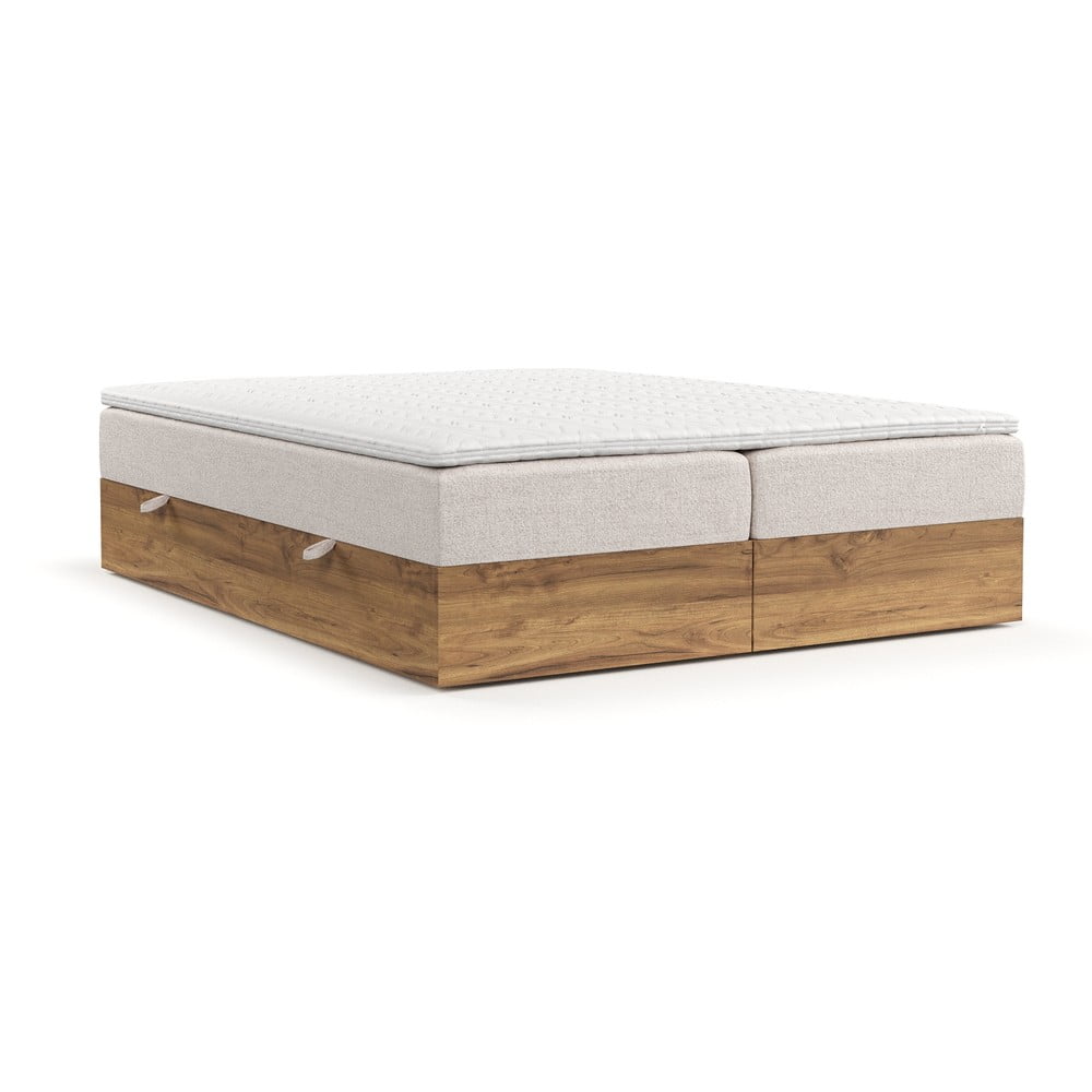 Natúr színű-világosbarna ágyneműtartós boxspring ágy 160x200 cm Faro – Maison de Rêve