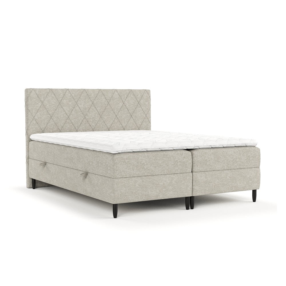 Szürkésbézs ágyneműtartós boxspring ágy 140x200 cm Gwen – Maison de Rêve