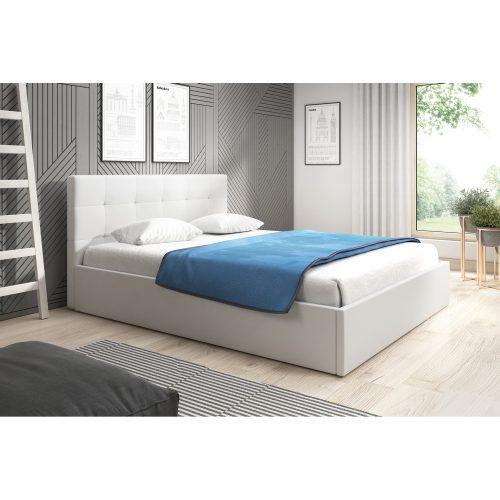 Kárpitozott ágy LAURA mérete 160x200 cm Fehér eko-bőr TT-FURNITURE
