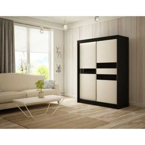 Arrow Gardróbszekrény - 120 cm Fekete matt / fehér matt Fekete Furniture