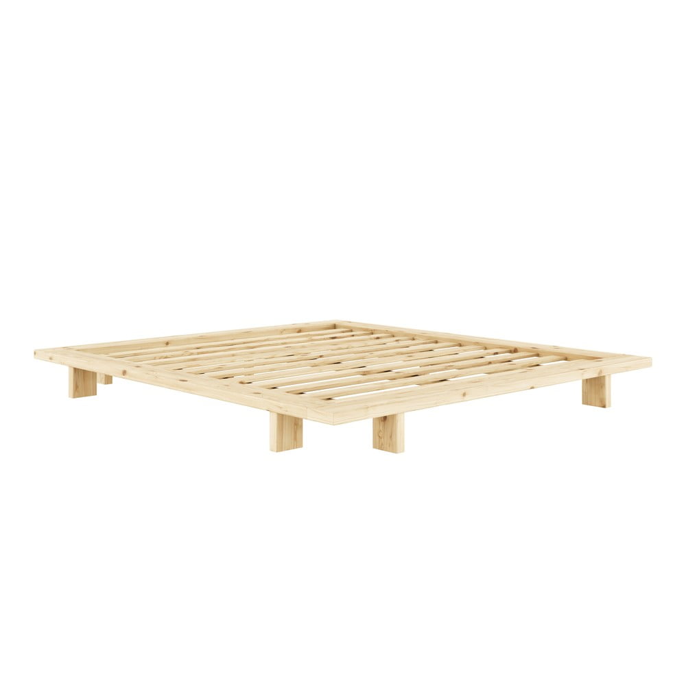 Borovi fenyő franciaágy ágyráccsal 180x200 cm Japan – Karup Design