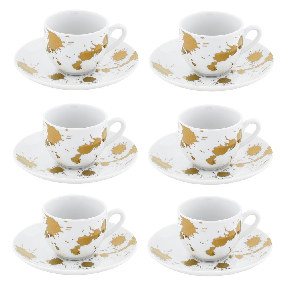 Fehér-aranyszínű porcelán csésze szett 6 db-os 50 ml Cinnamon – Villa Altachiara