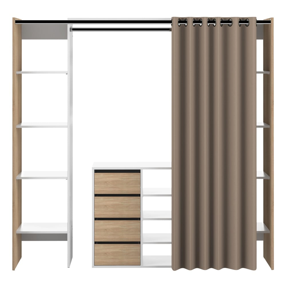 Fehér-barna ruhásszekrény 185x182 cm Tom - TemaHome