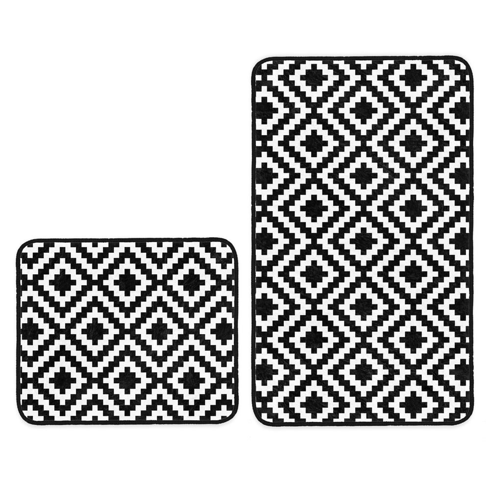 Fehér-fekete fürdőszobai kilépő szett 2 db-os 60x100 cm – Mila Home