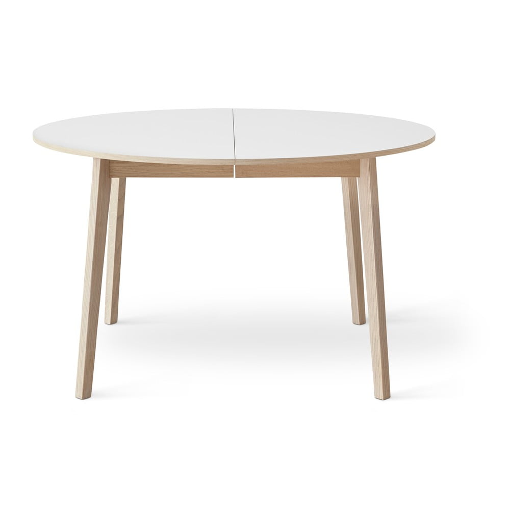 Kerek bővíthető étkezőasztal fehér asztallappal és hosszabbító asztallappal ø 130 cm Single – Hammel Furniture
