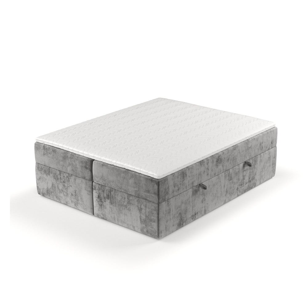 Szürke ágyneműtartós boxspring ágy 200x200 cm Yoko – Maison de Rêve