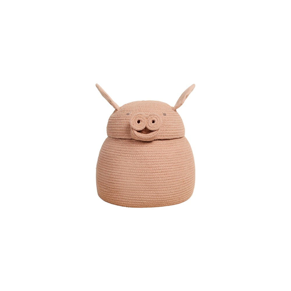 Világos rózsaszín textil játéktároló kosár ø 32x30 cm Peggy the Pig – Lorena Canals