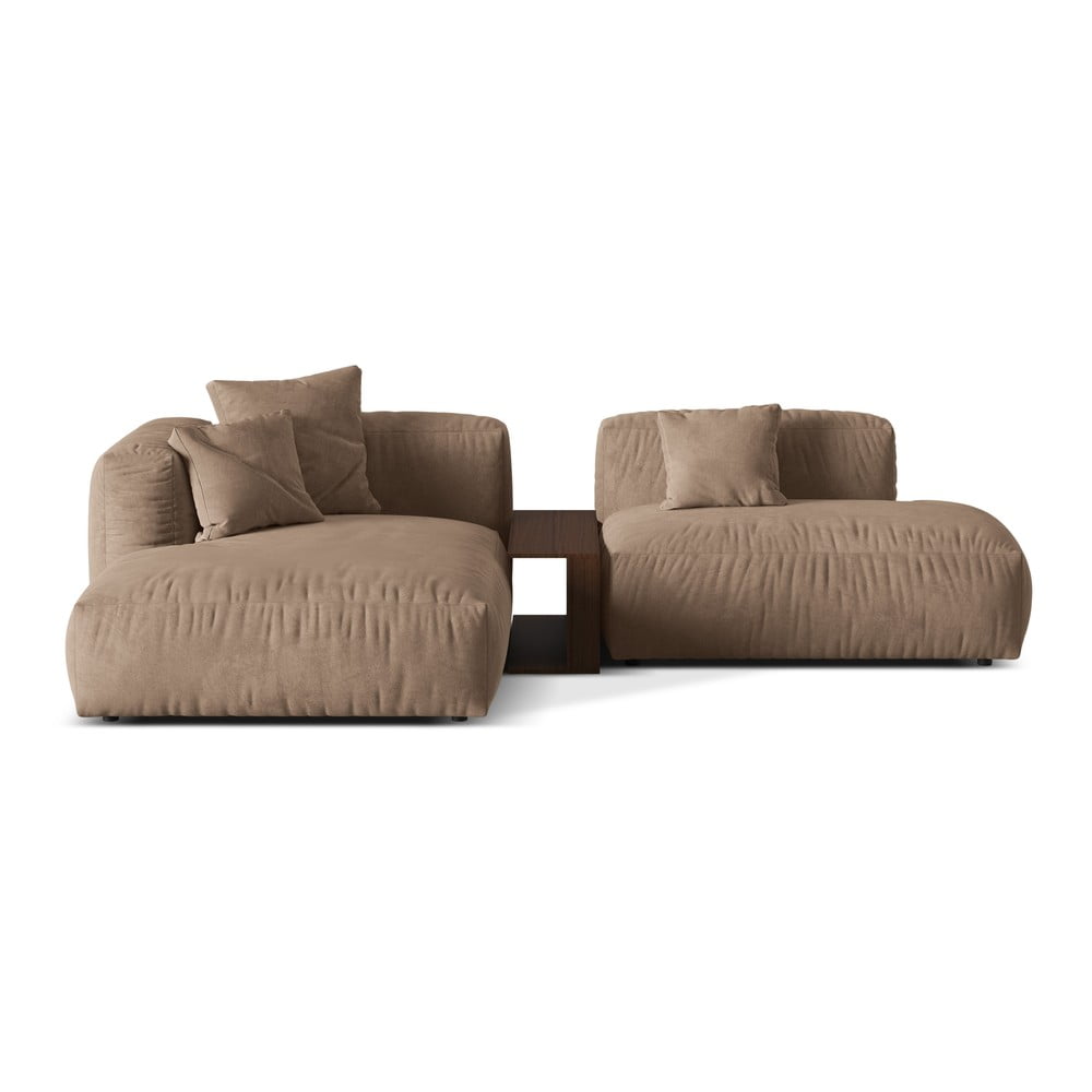 Világosbarna buklé moduláris sarokkanapé (bal oldali) Martina – Micadoni Home