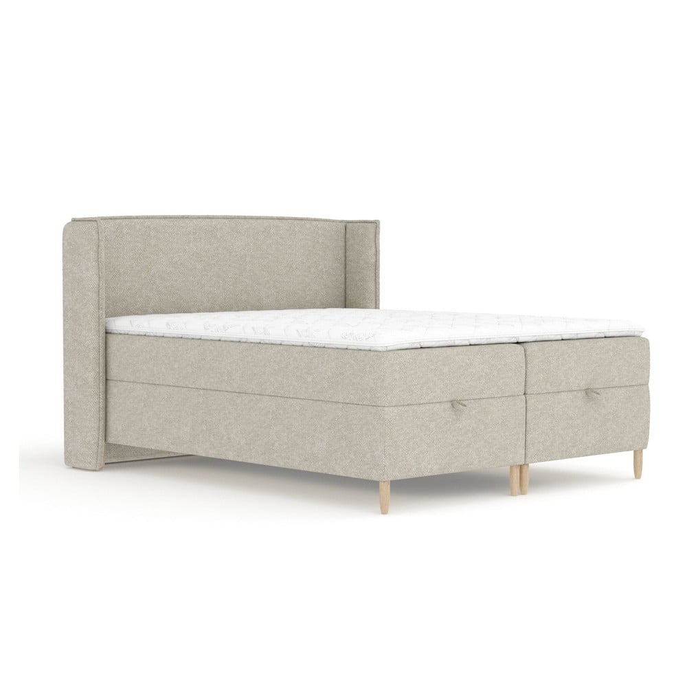 Világosszürke ágyneműtartós boxspring ágy 200x200 cm Monpelli – Maison de Rêve