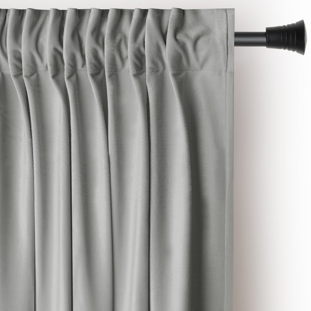 Világosszürke bársony dimout (részleges sötétítő) függöny 140x270 cm Pleat – Restilo