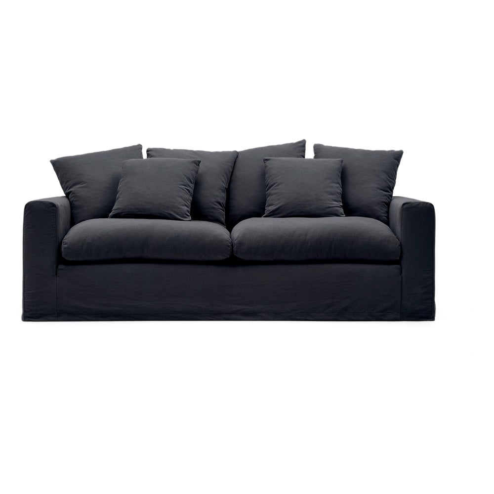 Antracitszürke len kanapé 240 cm Nora – Kave Home