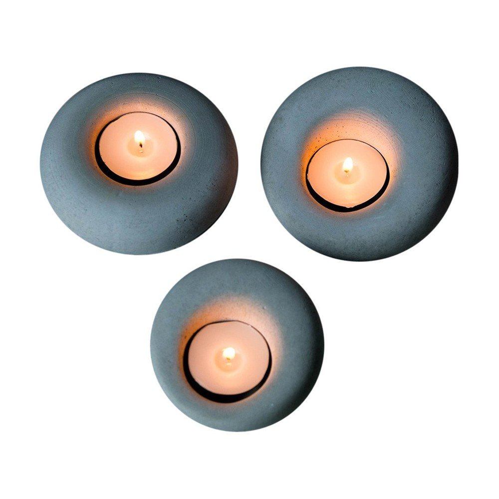 Beton gyertyatartó készlet 3 db-os Donut – Mioli Decor