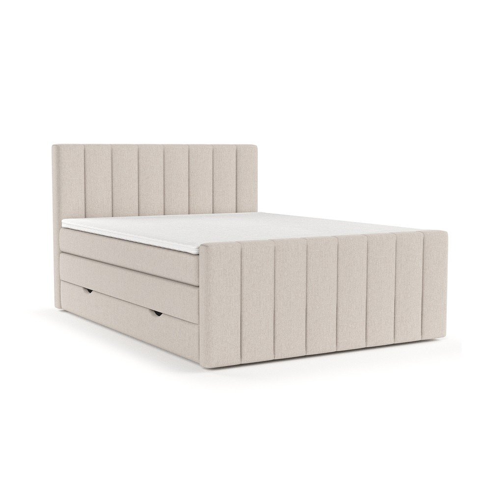 Bézs ágyneműtartós boxspring ágy 160x200 cm Ruby – Maison de Rêve