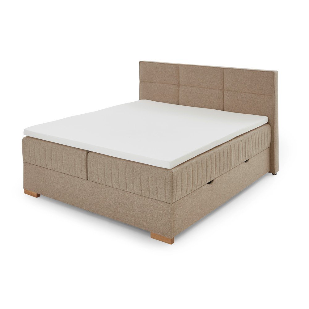 Bézs ágyneműtartós boxspring ágy 160x200 cm Tambo – Meise Möbel
