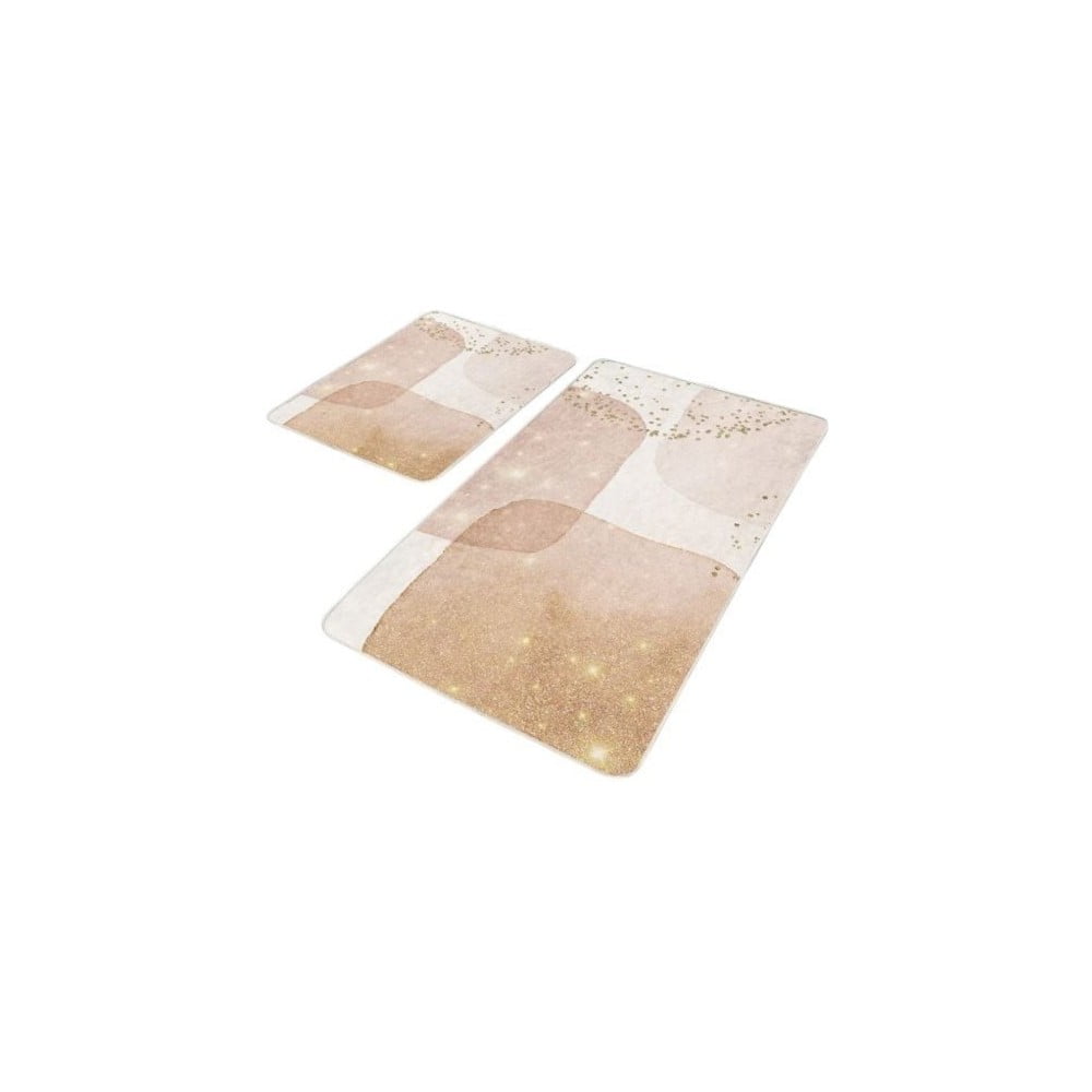 Bézs bársony fürdőszobai kilépő szett 2 db-os 60x100 cm – Mila Home