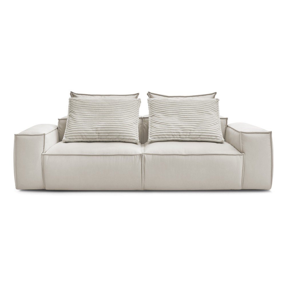 Bézs bőrutánzat kanapé 260 cm Boheme – Bobochic Paris