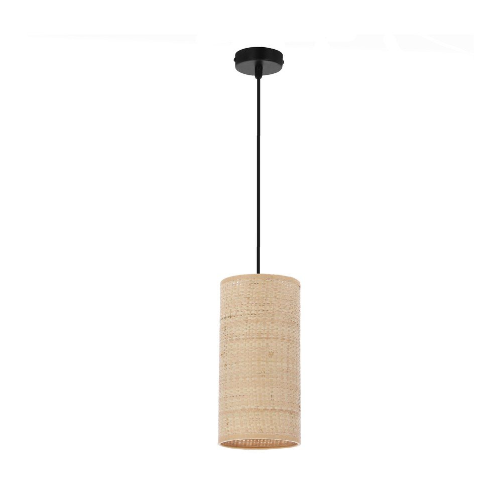 Bézs függőlámpa rattan búrával ø 12 cm Fleri – Candellux Lighting