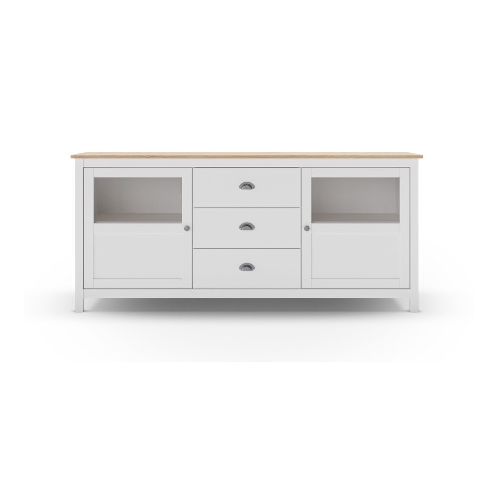 Fehér borovi fenyő alacsony komód 180x80 cm Misti – Marckeric