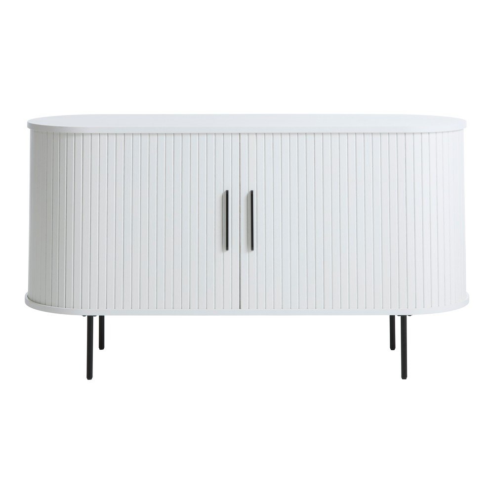 Fehér komód tolóajtóval 140x76x45 cm Nola – Unique Furniture