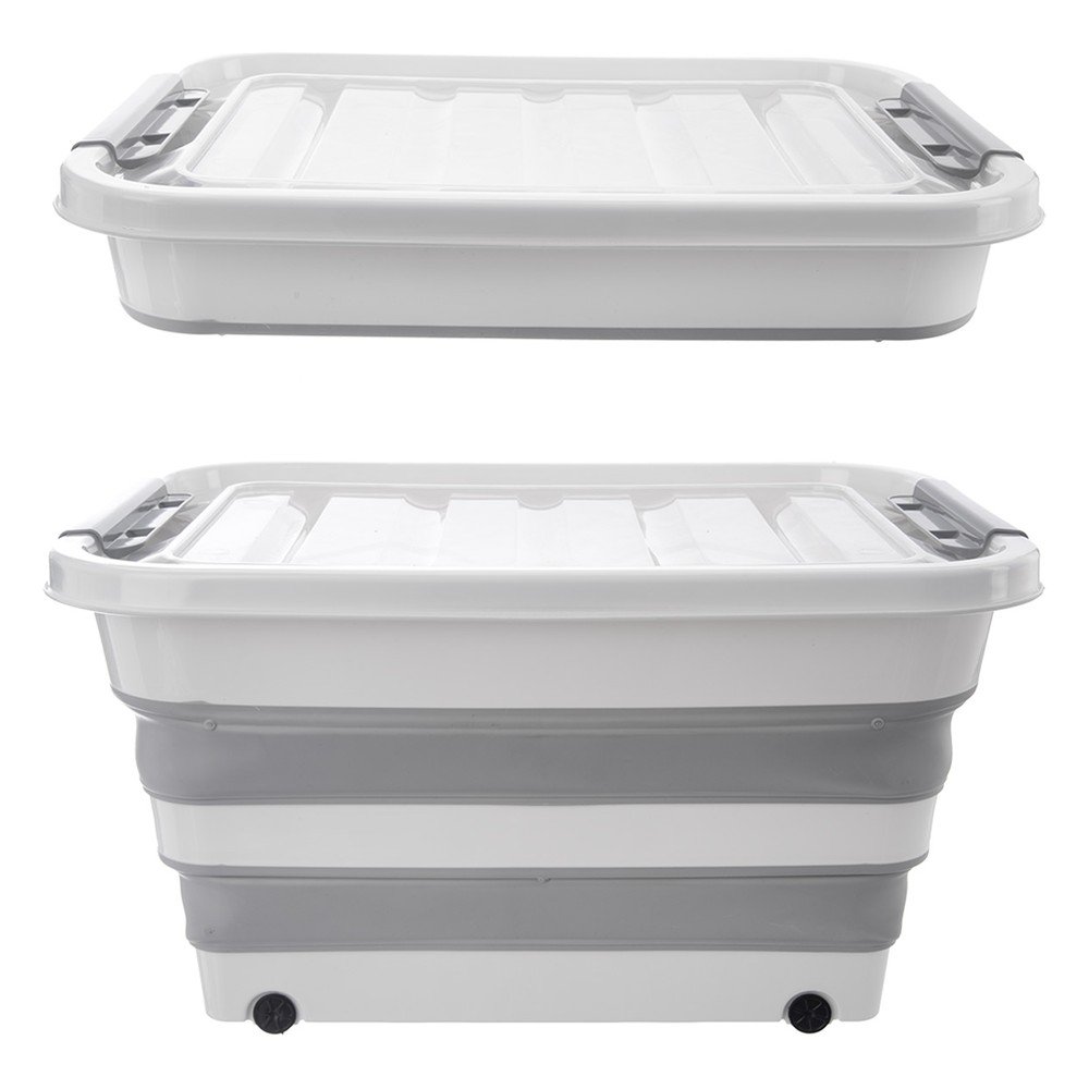 Fehér-szürke fedeles műanyag tárolódoboz 54x39x28 cm Kemp – Orion