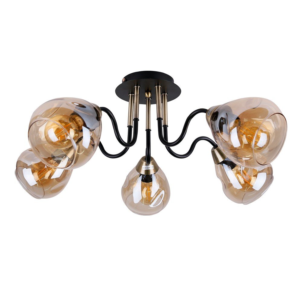 Fekete-aranyszínű mennyezeti lámpa üveg búrával Unica – Candellux Lighting