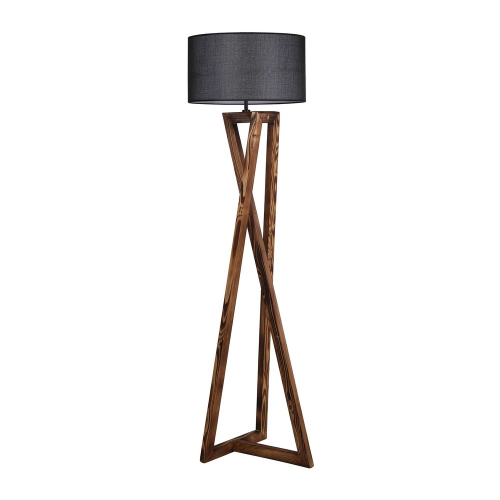 Fekete-barna állólámpa textil búrával (magasság 166 cm) Maçka – Opviq lights
