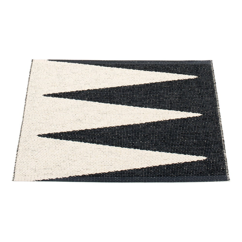 Fekete-fehér kültéri-beltéri szőnyeg 70x60 cm Vivi Black – Pappelina