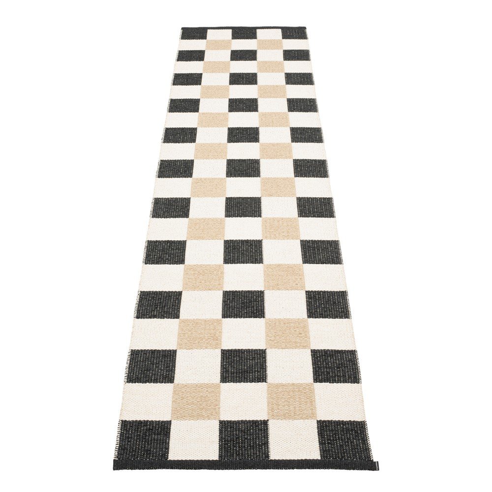Fekete-krémszínű kültéri-beltéri futószőnyeg 70x300 cm Pix Black Vanilla – Pappelina