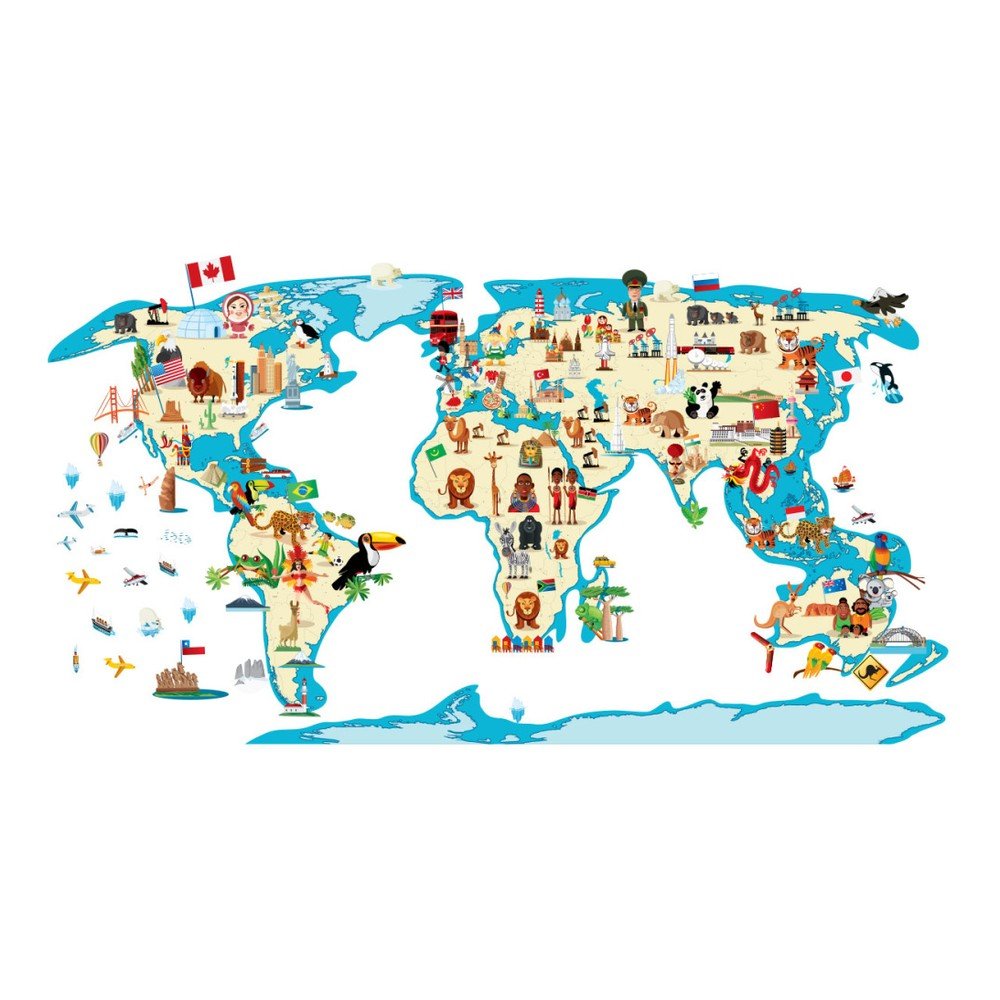 Gyerek térkép 110x60 cm World Map Ethnic Tour – Ambiance