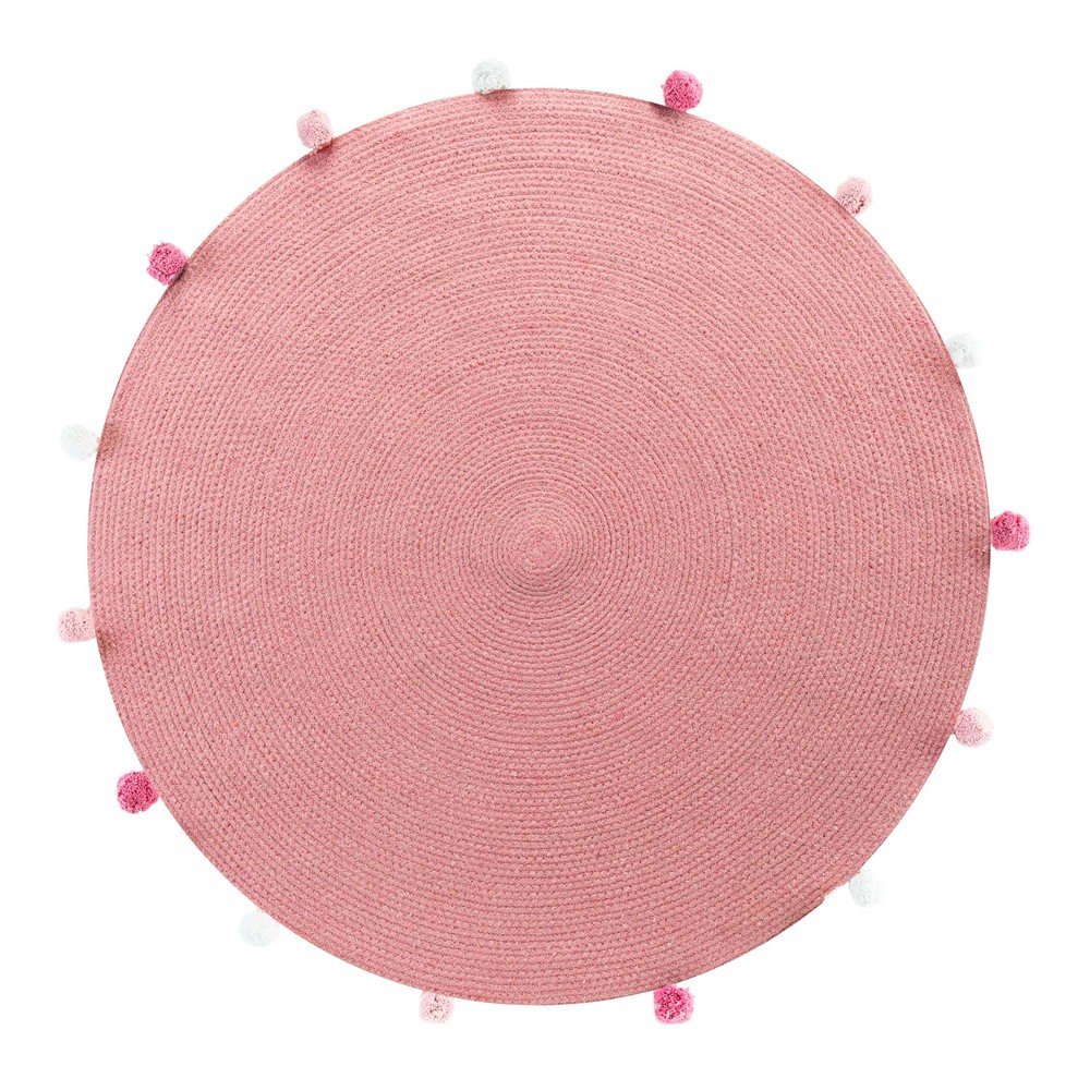 Rózsaszín kerek szőnyeg ø 90 cm Pompomparty – douceur d'intérieur