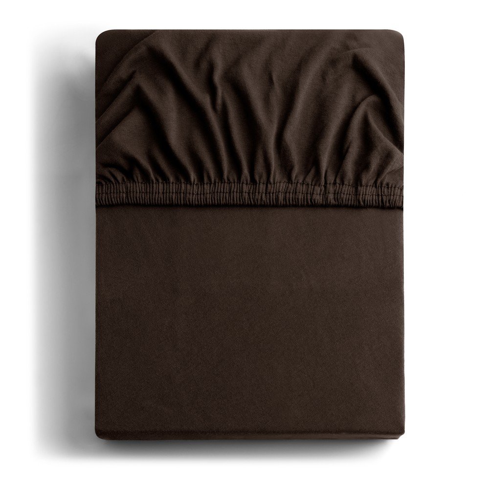 Sötétbarna gumis jersey lepedő 140x200 cm Amber – Restilo