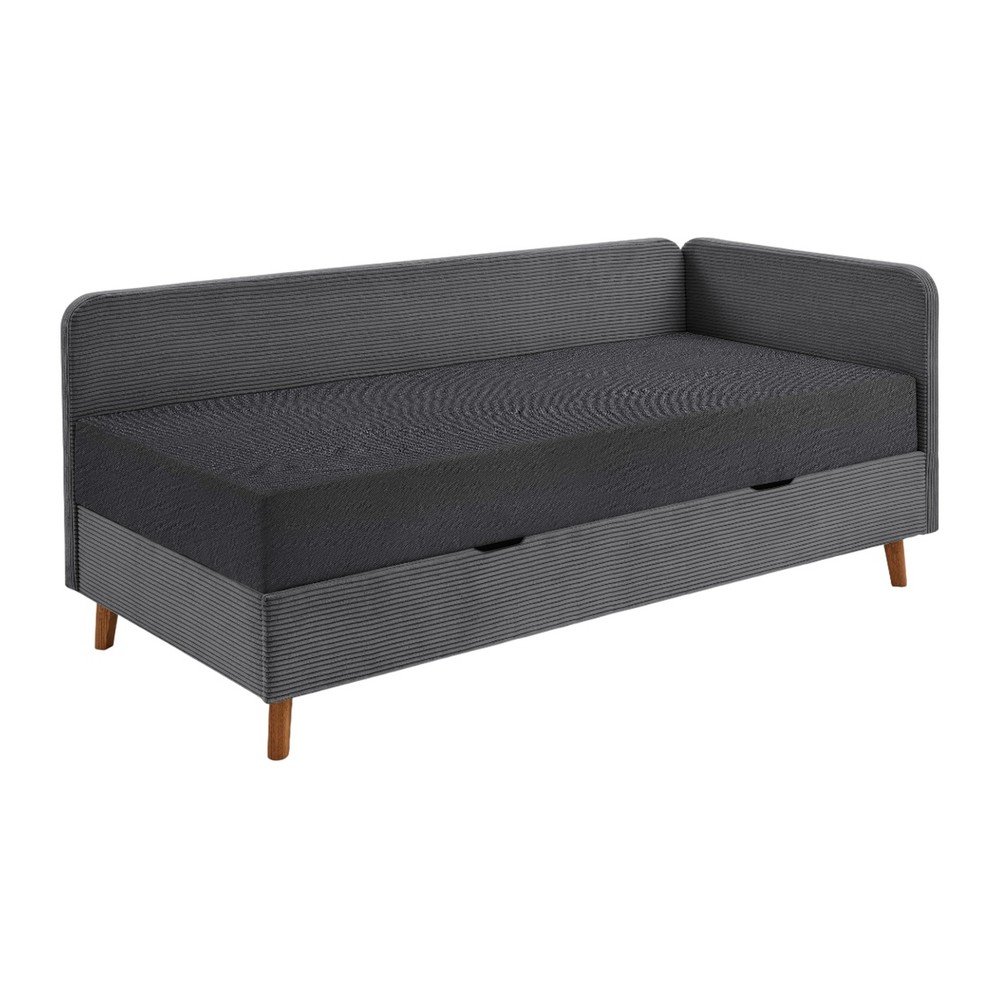 Sötétszürke kárpitozott egyszemélyes ágy tárolóhellyel 90x200 cm Cabana – Meise Möbel